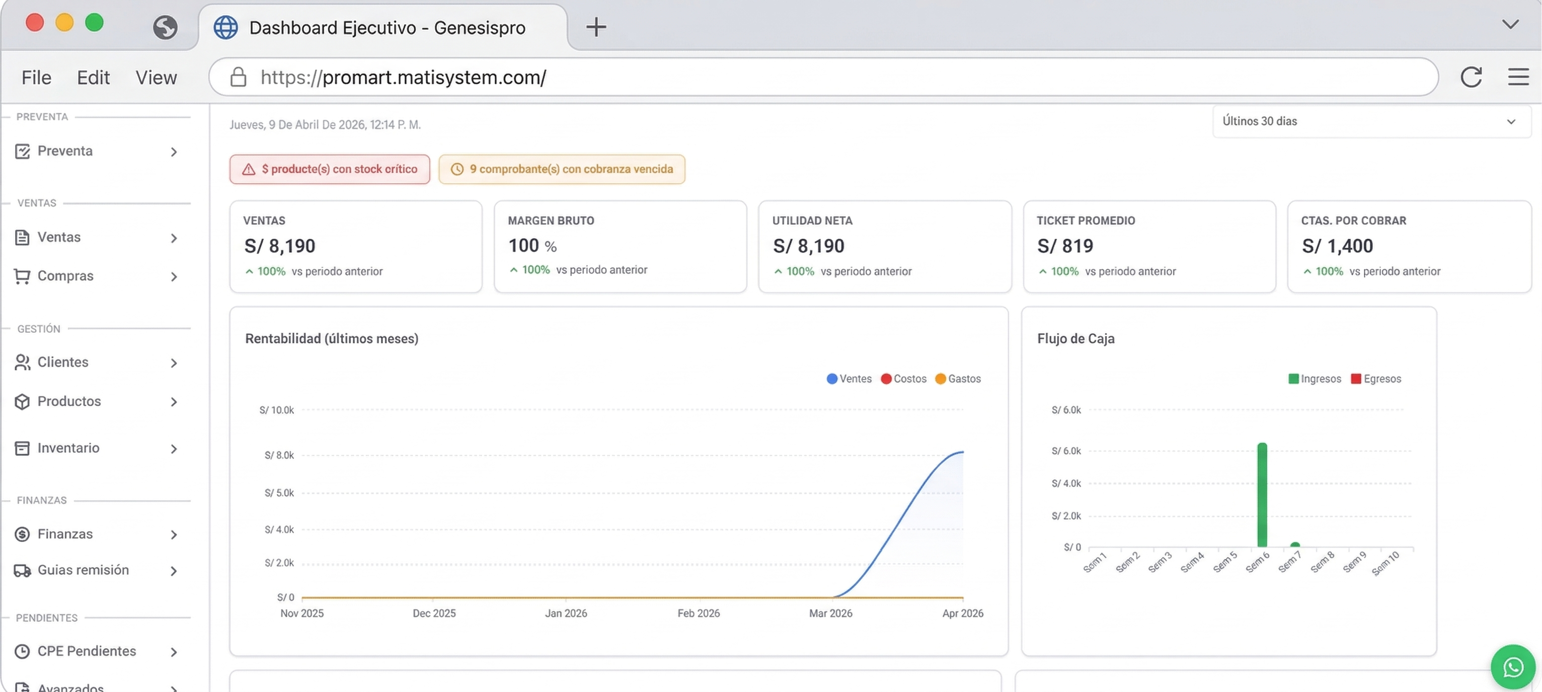 GenesisPRO dashboard